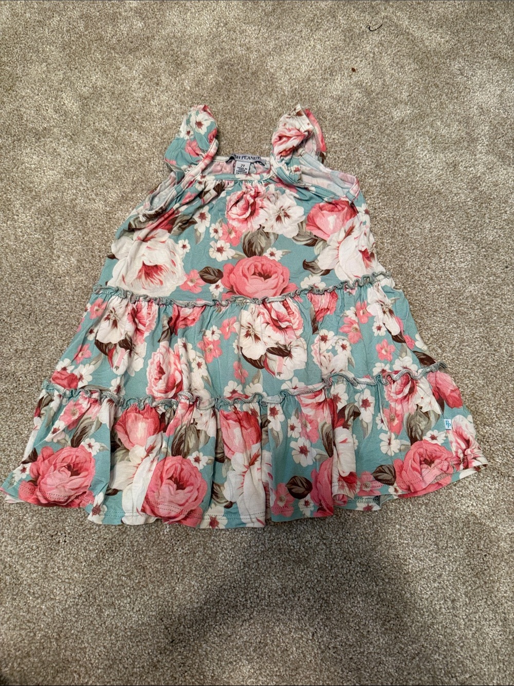 Posh Peanut Pink Floral Tie-Shoulder Dress on Aqua